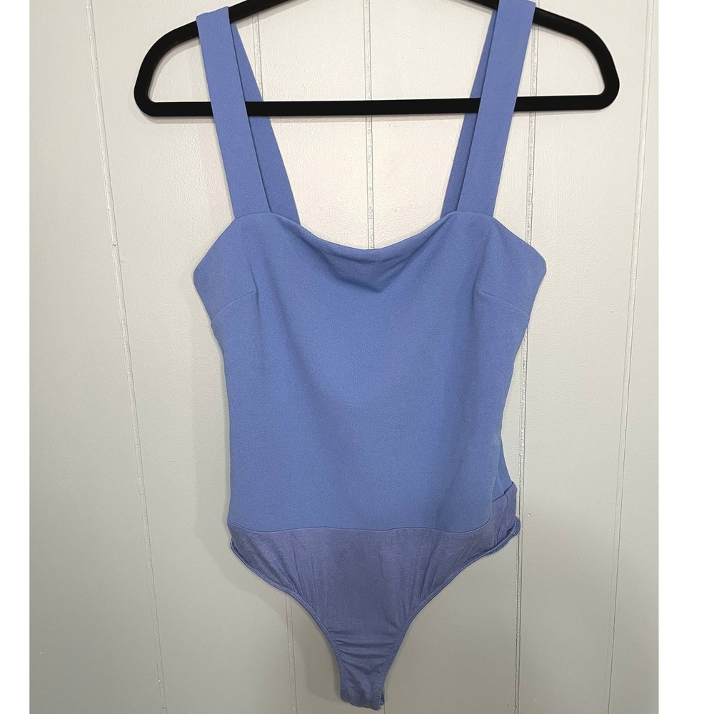 Lulus Square Neck Sleeveless‎ Bodysuit Blue Medium